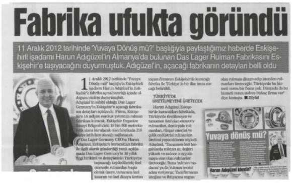 17.01.2013 Tarihli Eskişehir 2 Eylül Gazetesi Haberi